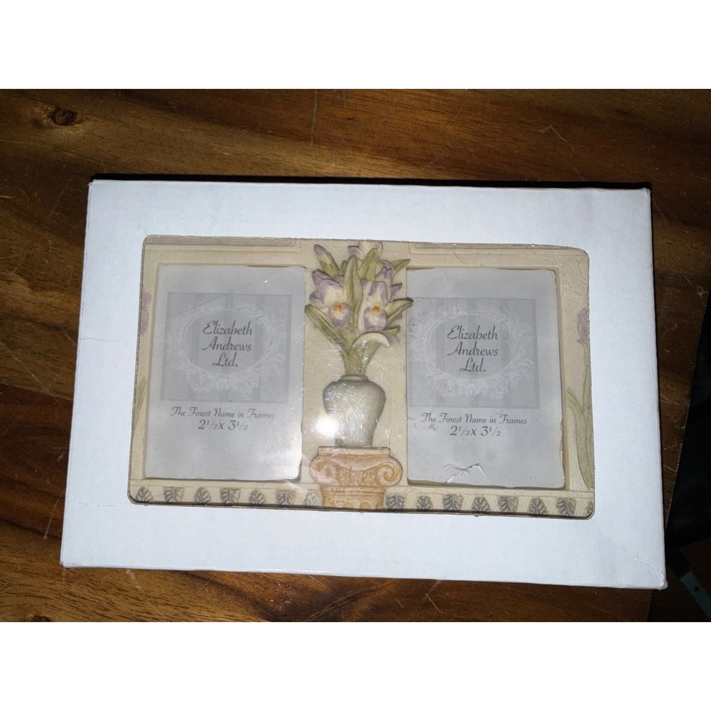 Elizabeth Andrews Ltd Double Picture Frame Calla Lily Resin 2.5x3.5 M312823